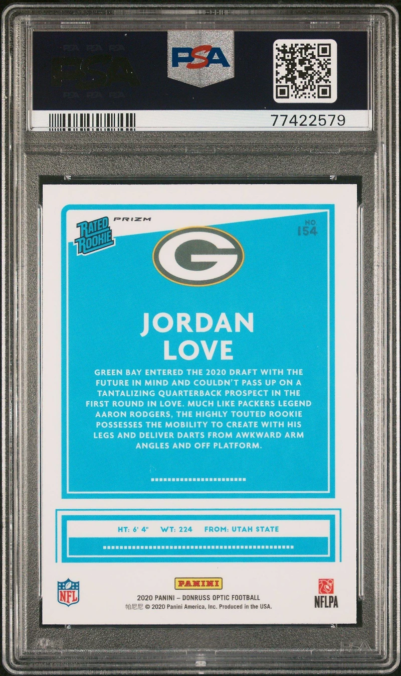 2020 Panini Donruss Optic 154 Jordan Love Red Mojo PSA 10