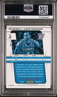 2013 Panini Prizm Monster Box Red, White, & Blue Prizm 30 Russell Westbrook PSA 10