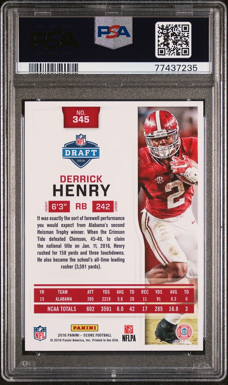 2016 Panini Score 345 Derrick Henry PSA 10
