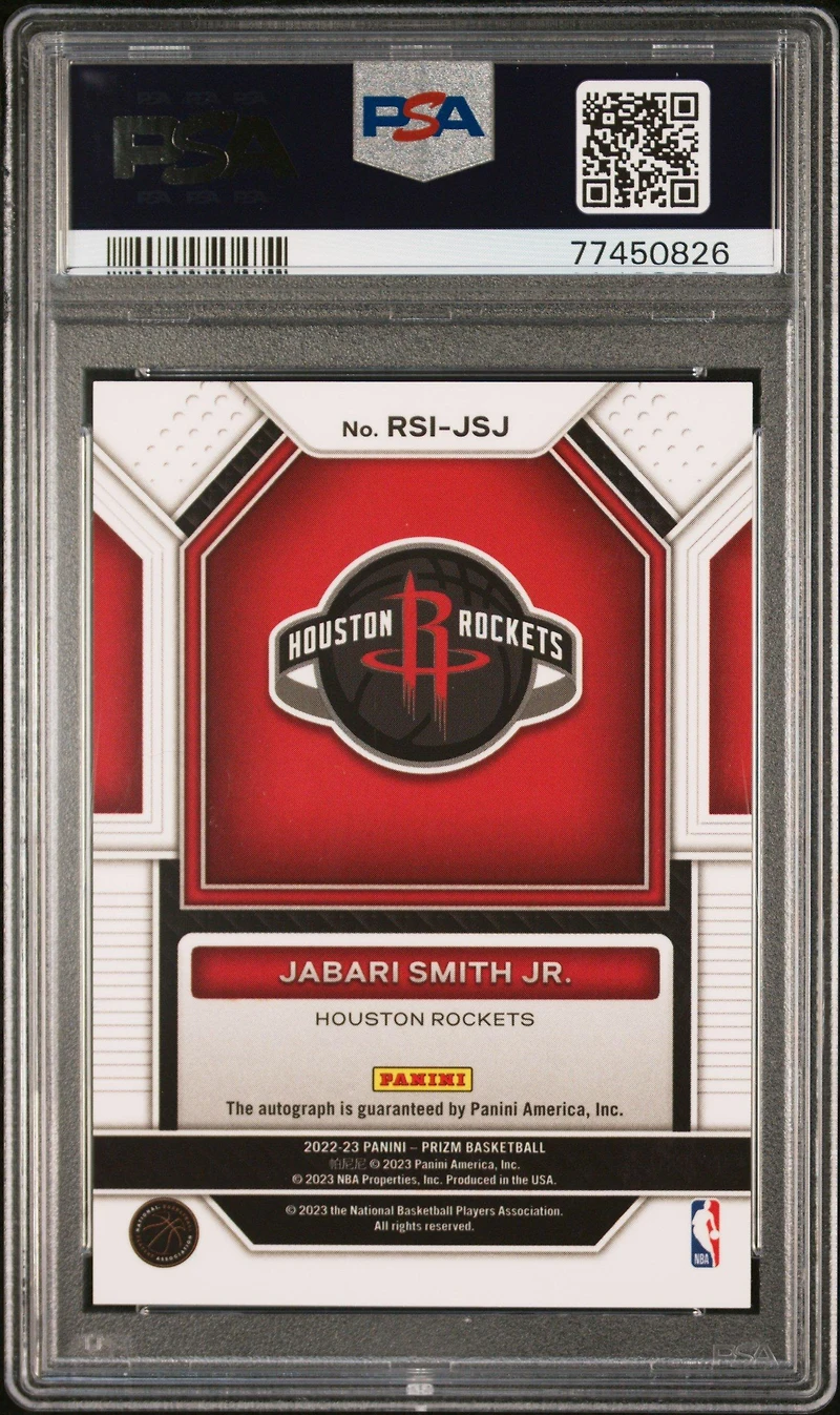 2022 Panini Prizm Rookie Signatures Rsijsj Jabari Smith Jr PSA 10