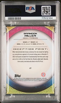 2022 Bowman University Inception 49 Brandon Miller PSA 10