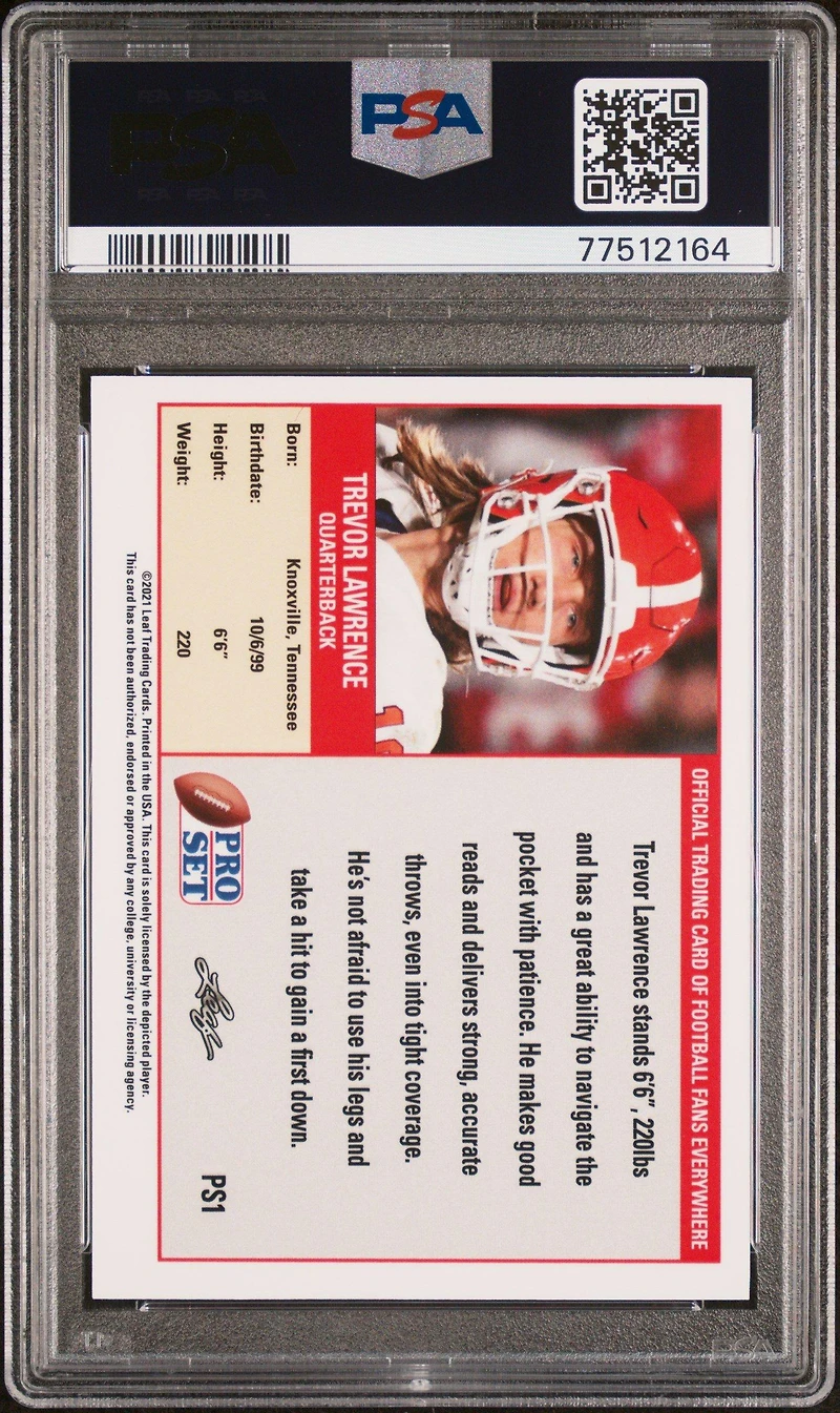 2021 Leaf Pro Set Ps1 Trevor Lawrence PSA 10