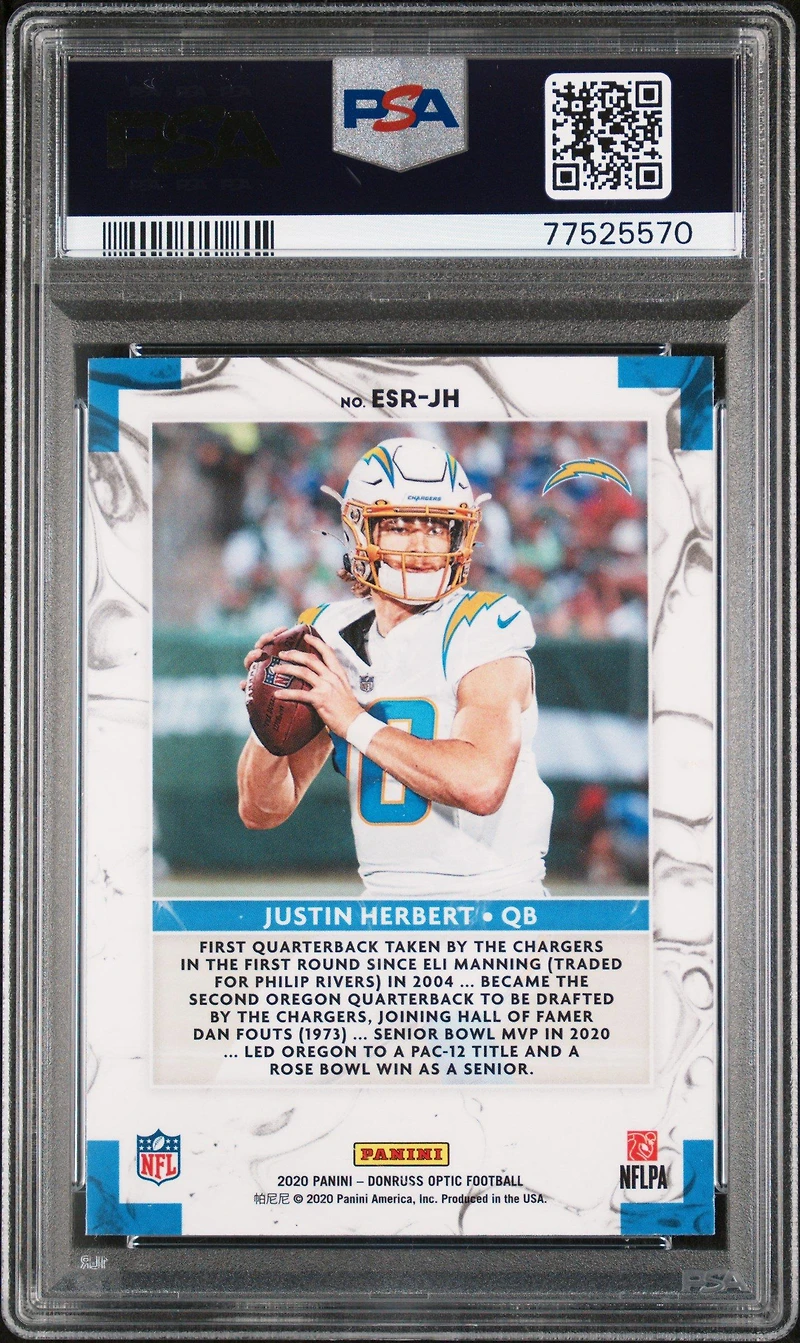 2020 Panini Donruss Optic Elite Series Rookies Jh Justin Herbert PSA 10