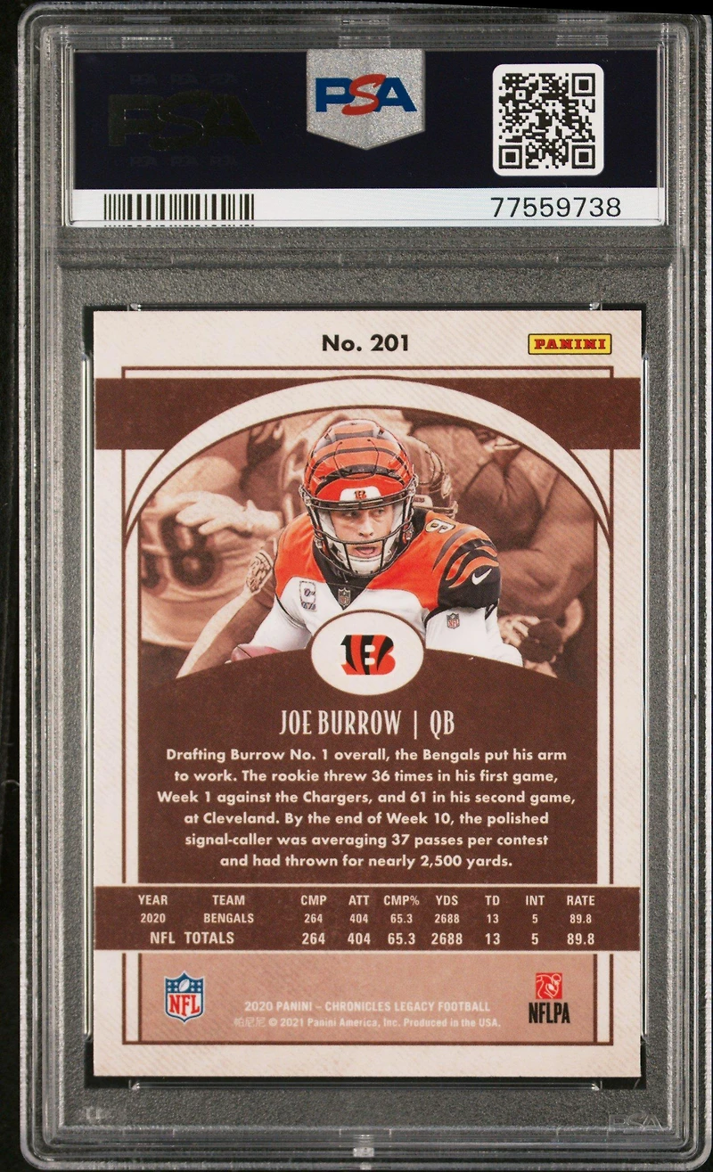 2020 Panini Chronicles Legacy 201 Joe Burrow PSA 9