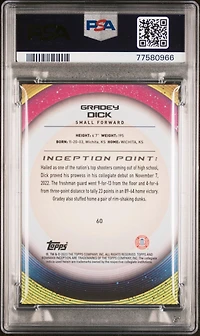 2022 Bowman University Inception 60 Gradey Dick PSA 10