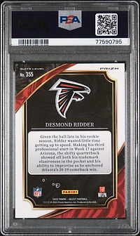 2022 Panini Select 355 Desmond Ridder Silver Prizm PSA 9