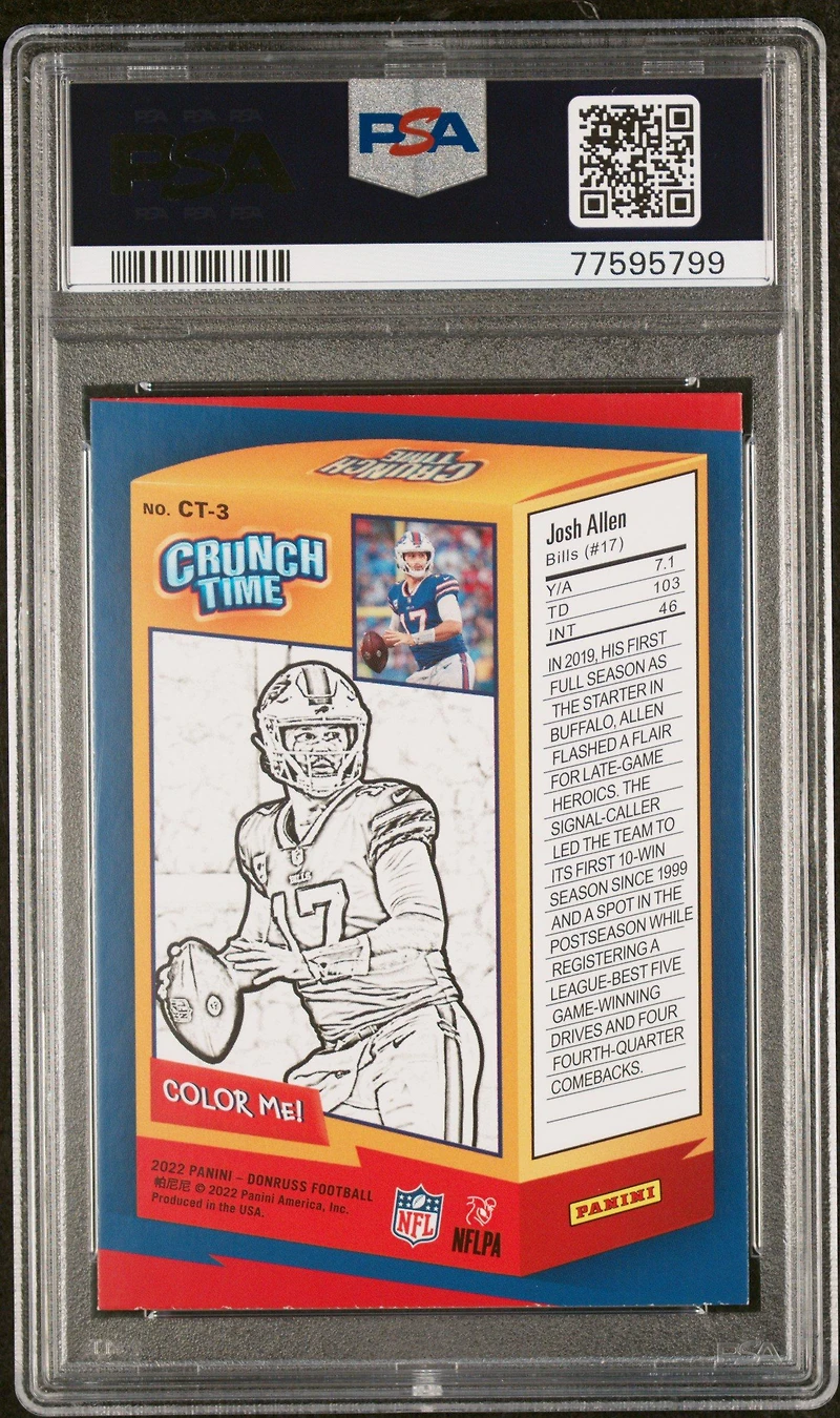 2022 Panini Donruss Crunch Time Ct3 Josh Allen PSA 9