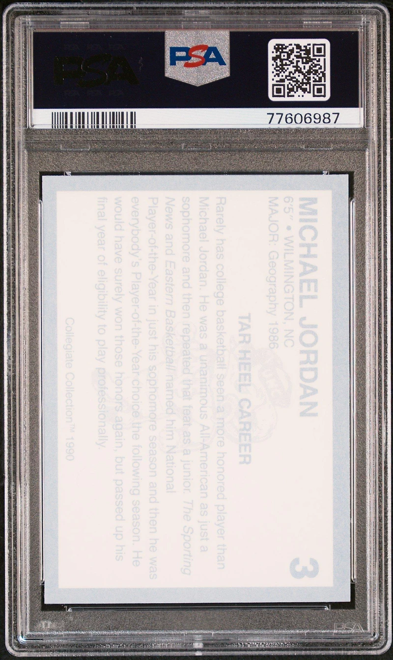1990 Collegiate Collection North Carolina 3 Michael Jordan PSA 9
