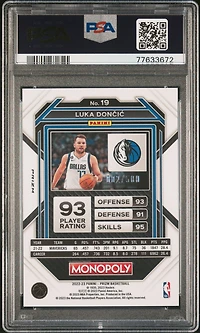 2022 Panini Prizm Monopoly 19 Luka Doncic Gold Money Shimmer PSA 10