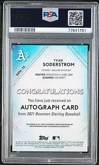 2021 Bowman Sterling Prospect Autographs Bspats Tyler Soderstrom Wave Refractor PSA 10
