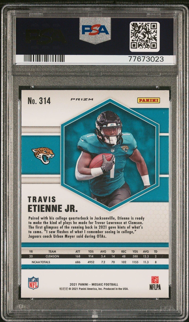2021 Panini Mosaic 314 Travis Etienne Jr. Genesis PSA 10