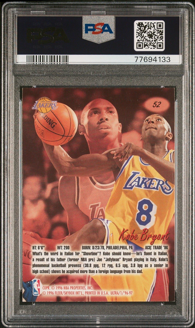 1996 Ultra 52 Kobe Bryant PSA 8
