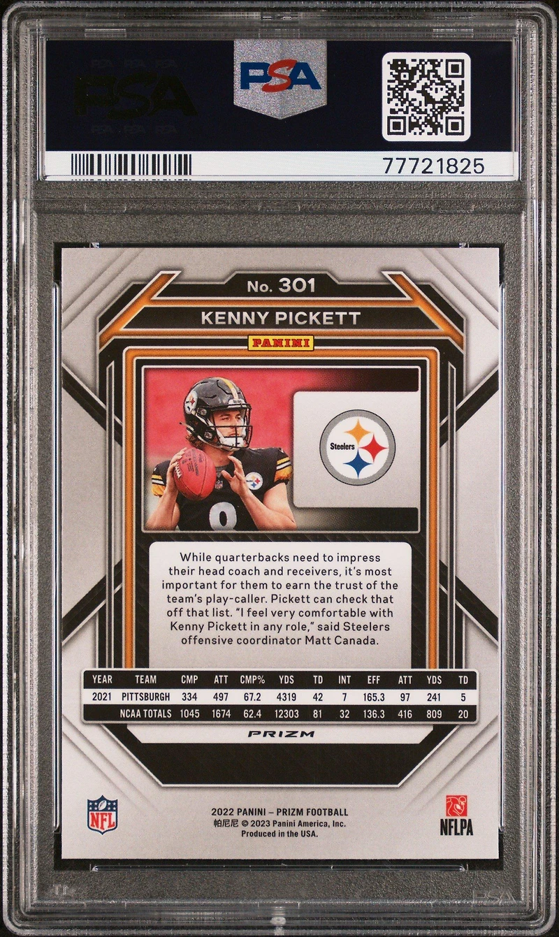 2022 Panini Prizm 301 Kenny Pickett PSA 9