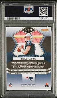 2022 Panini Mosaic 321 Bailey Zappe Red Sparkle PSA 10