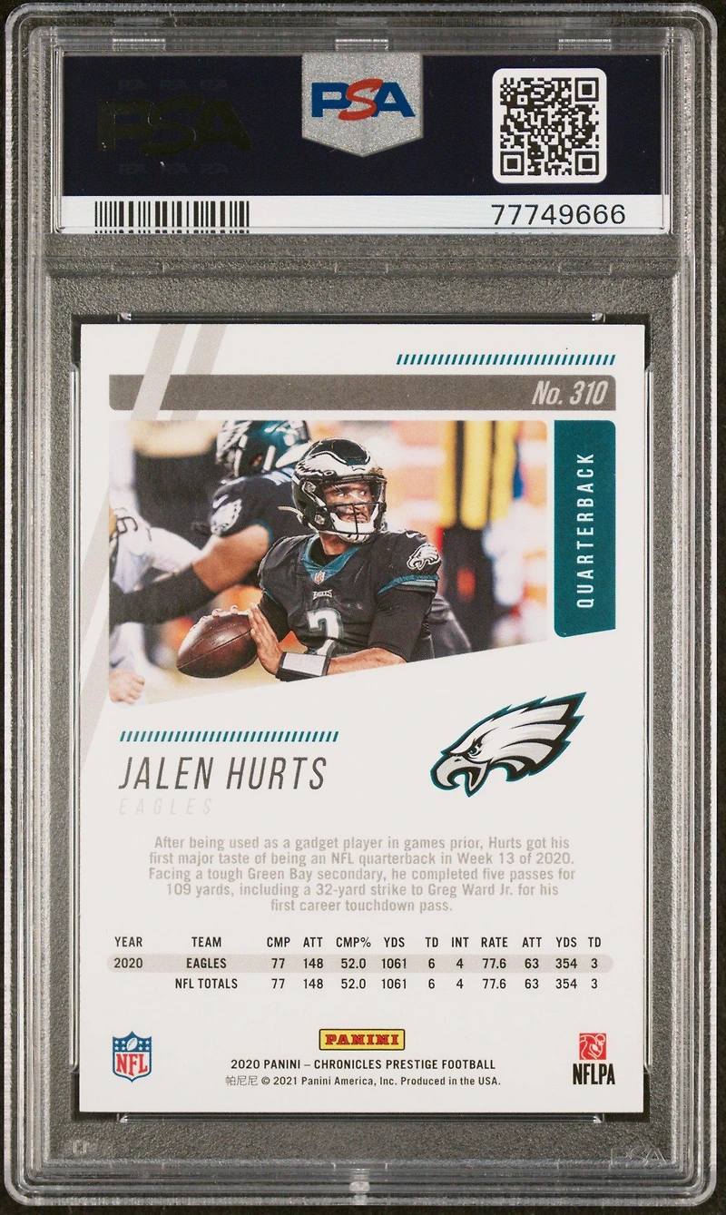 2020 Panini Chronicles Prestige 310 Jalen Hurts PSA 10