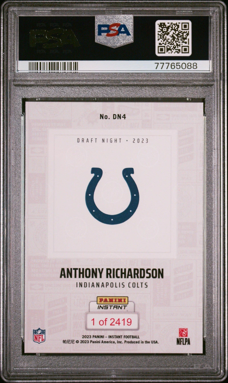 2023 Panini Instant Nfl Draft Night Dn4 Anthony Richardson PSA 10