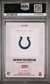 2023 Panini Instant Nfl Draft Night Dn4 Anthony Richardson PSA 10