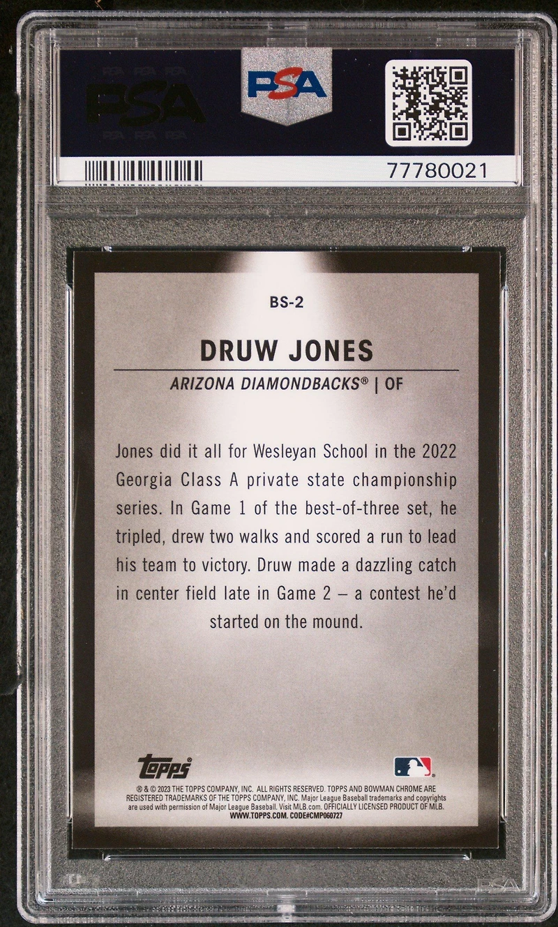 2023 Bowman Spotlights Bs2 Druw Jones PSA 10