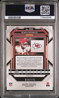 2022 Panini Prizm 352 Isiah Pacheco Purple Ice PSA 9
