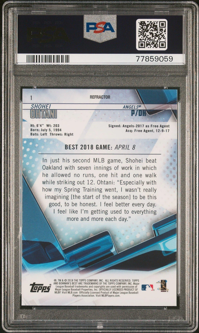 Bowman's Best Shohei Ohtani Refractor PSA 10