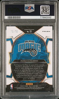 2022 Panini Select 72 Paolo Banchero Neon Green PSA 9