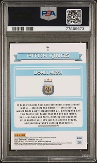 2022 Panini Donruss Fifa Pitch Kings 1 Lionel Messi PSA 10