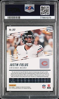 2021 Panini Prestige 203 Justin Fields Blue Xtra Points PSA 10