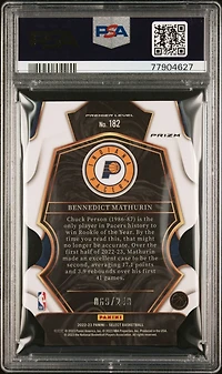 2022 Panini Select 182 Bennedict Mathurin Blue Die-cut PSA 10