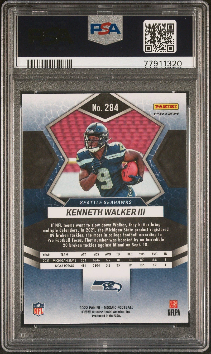 2022 Panini Mosaic 284 Kenneth Walker Iii Honeycomb PSA 10