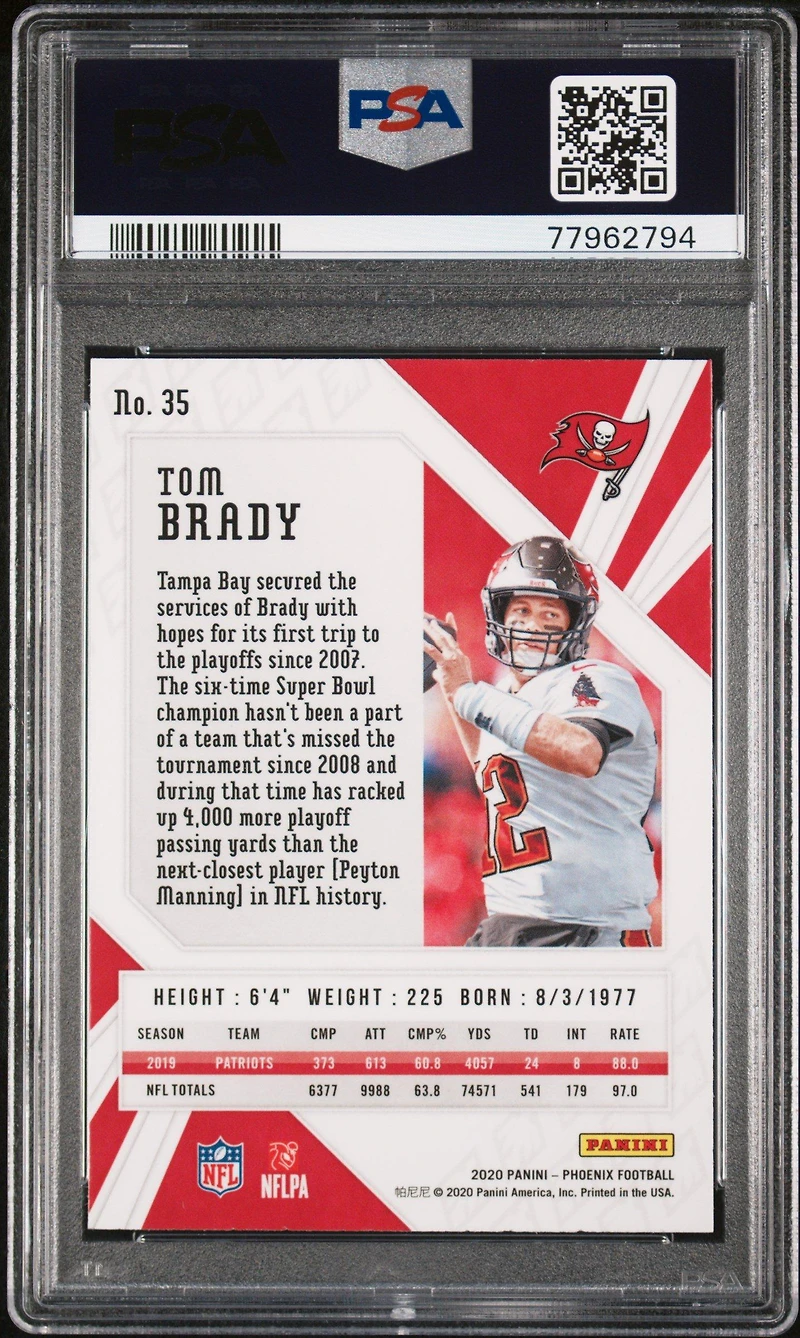 2020 Panini Phoenix 35 Tom Brady PSA 10