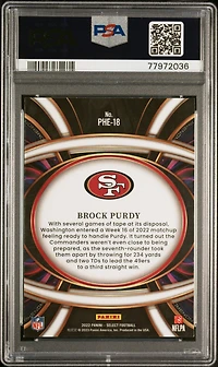 2022 Panini Select Phenomenon Phe18 Brock Purdy PSA