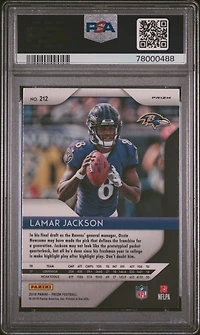 2018 Panini Prizm 212 Lamar Jackson Lazer Prizm PSA 9