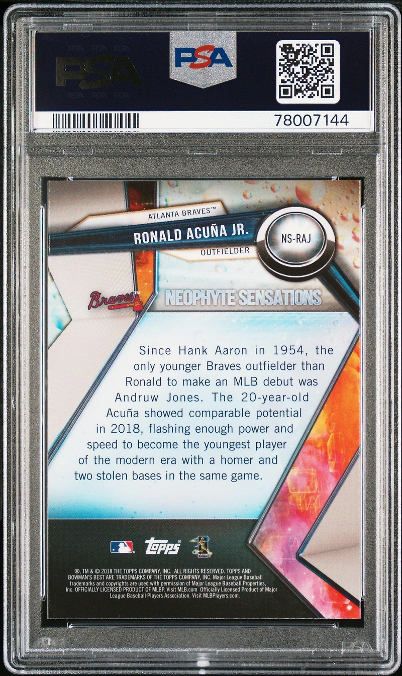 2018 Bowman's Best Neophyte Sensations Ns-raj Ronald Acuna Jr. PSA