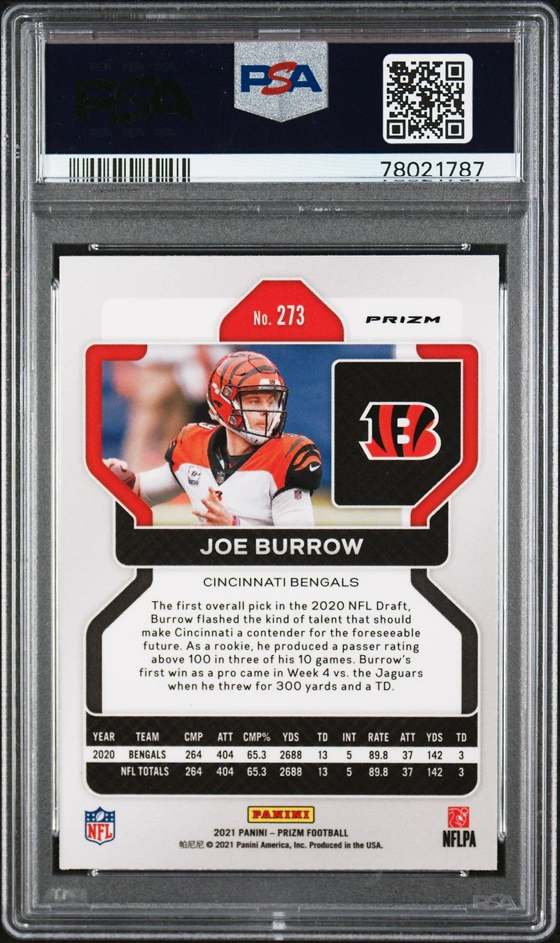2021 Panini Prizm 273 Joe Burrow Pink Prizm PSA 10