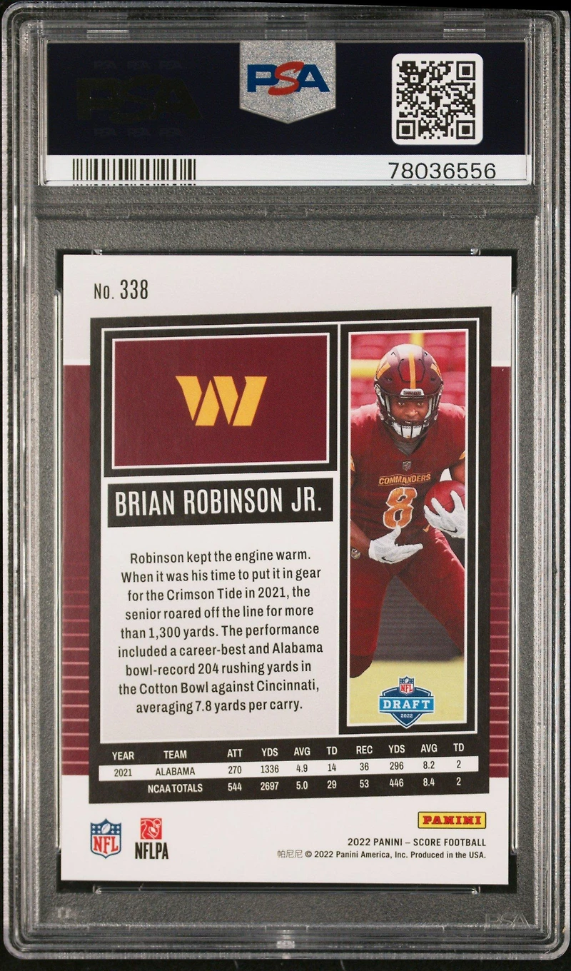 2022 Panini Score 338 Brian Robinson Jr. Ellipse PSA 10