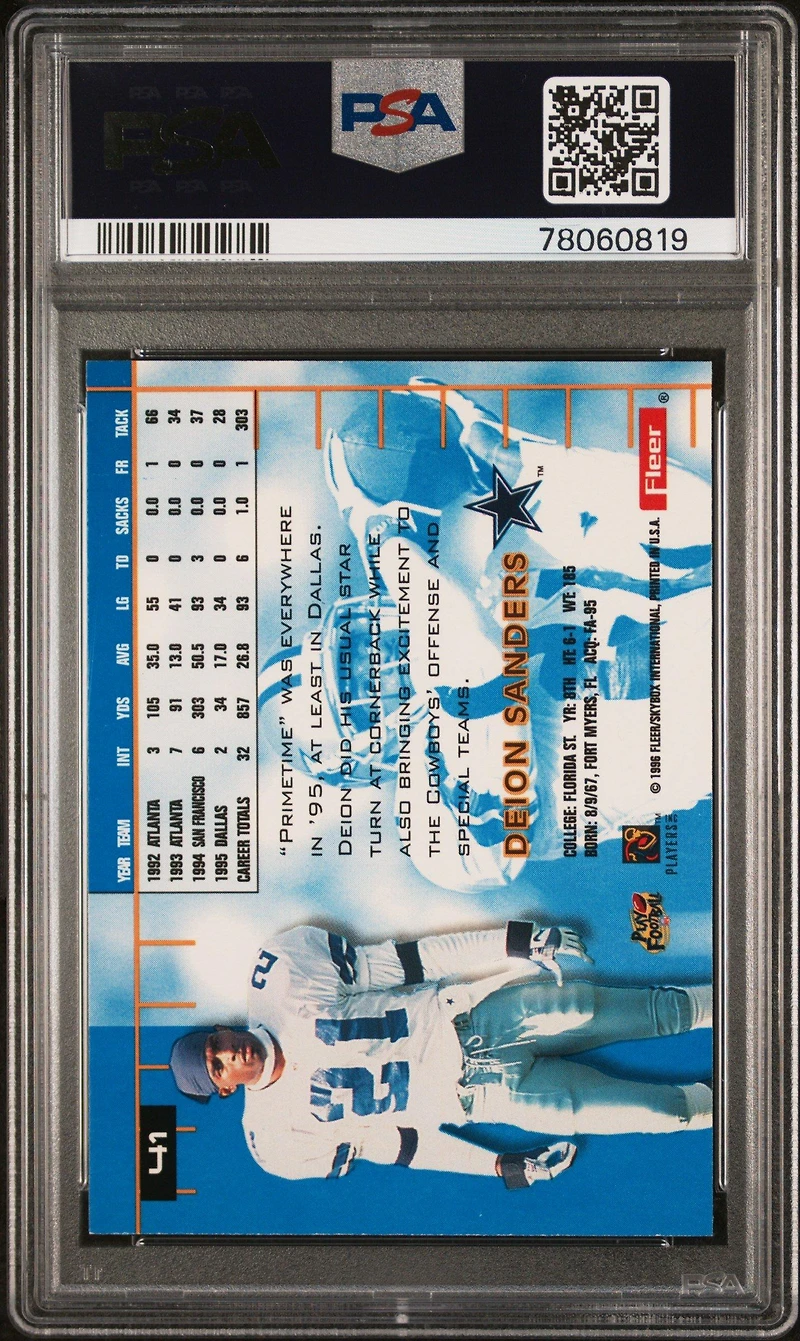 1996 Ultra 41 Deion Sanders PSA 10