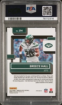 2022 Panini Donruss Optic 214 Breece Hall Holo PSA 10
