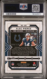 2022 Panini Obsidian 125 Alec Pierce Autograph PSA 10