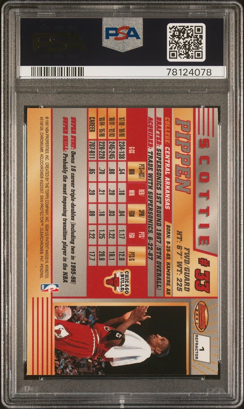 1996 Bowman's Best 1 Scottie Pippen Refractor PSA 9