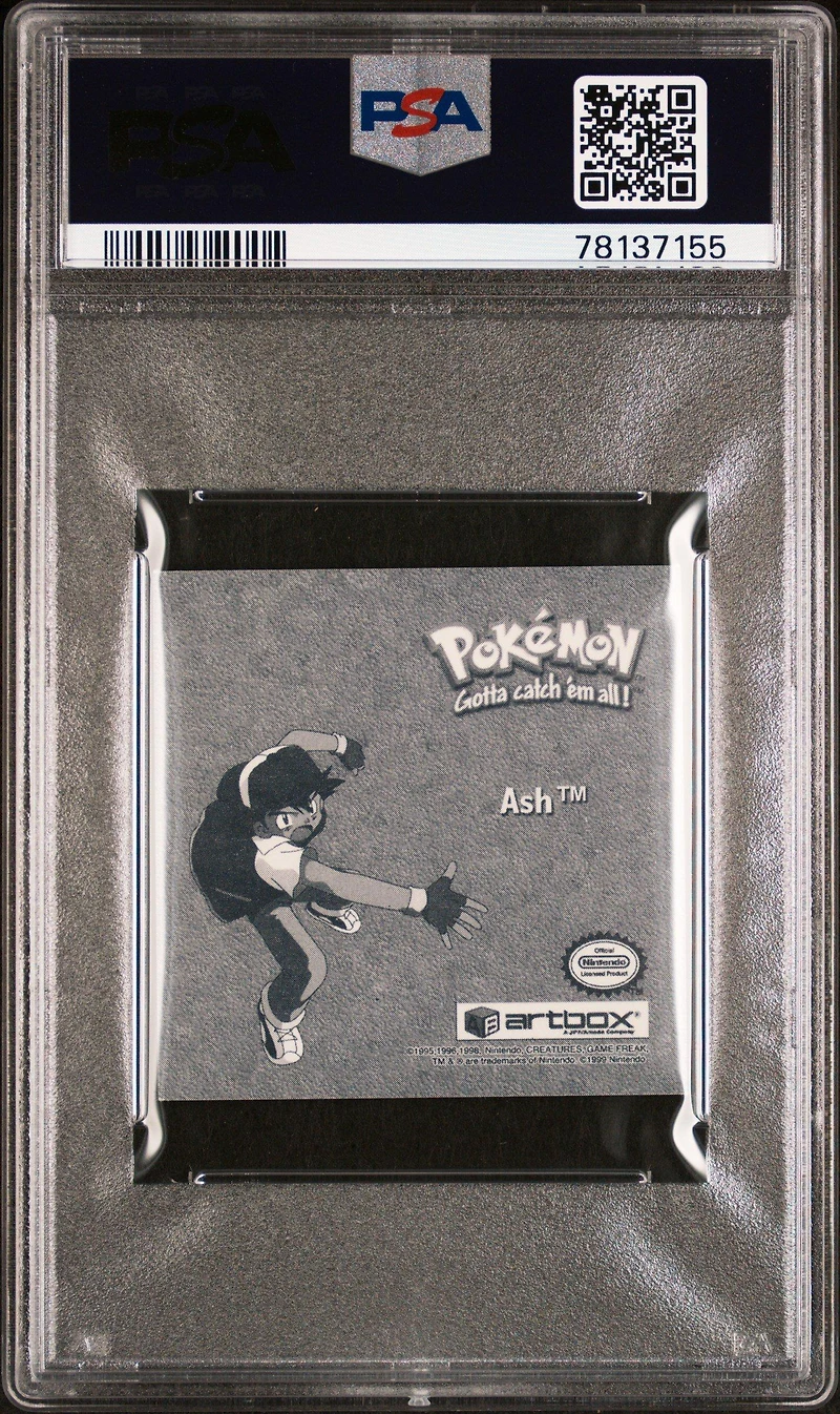 1999 Pokemon Stickers Series 1 Bonus Prism Stickers Pr18 Ash PSA 8