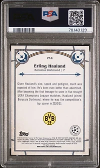 2021-2022 Topps Merlin Chrome Uefa League Prophecy Fulfilled Pf8 Erling Haaland PSA 10