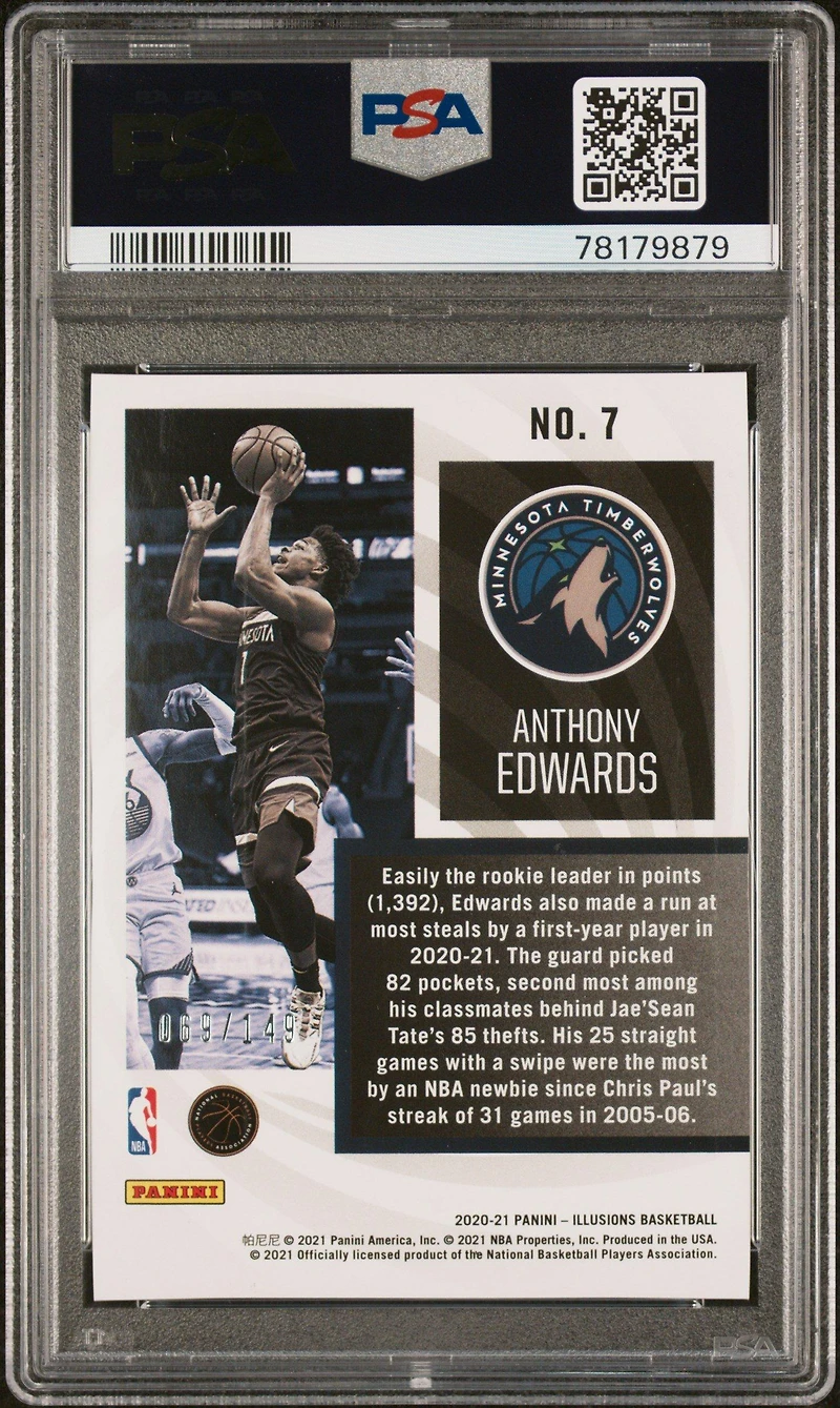2020 Panini Illusions Instant Impact 7 Anthony Edwards PSA 10