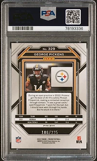 2022 Panini Prizm 329 George Pickens Purple Ice PSA 10