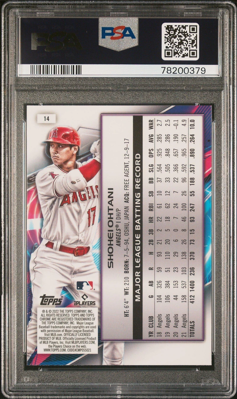 2022 Topps Cosmic Chrome 14 Shohei Ohtani PSA 10