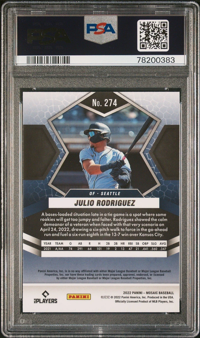 2022 Panini Mosaic 274 Julio Rodriguez PSA 10