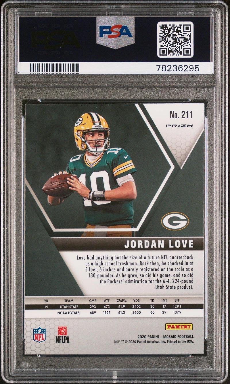 2020 Panini Mosaic 211 Jordan Love Mosaic PSA 10