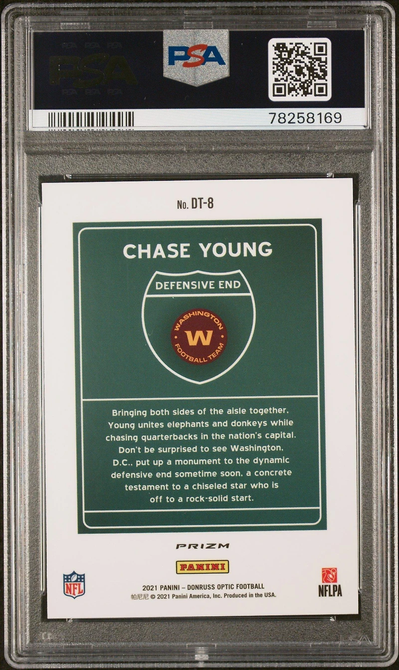 2021 Panini Donruss Optic Downtown Dt8 Chase Young PSA 10