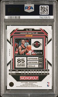 2022 Panini Prizm Monopoly 32 Jabari Smith Jr. Brown Prizm PSA 10