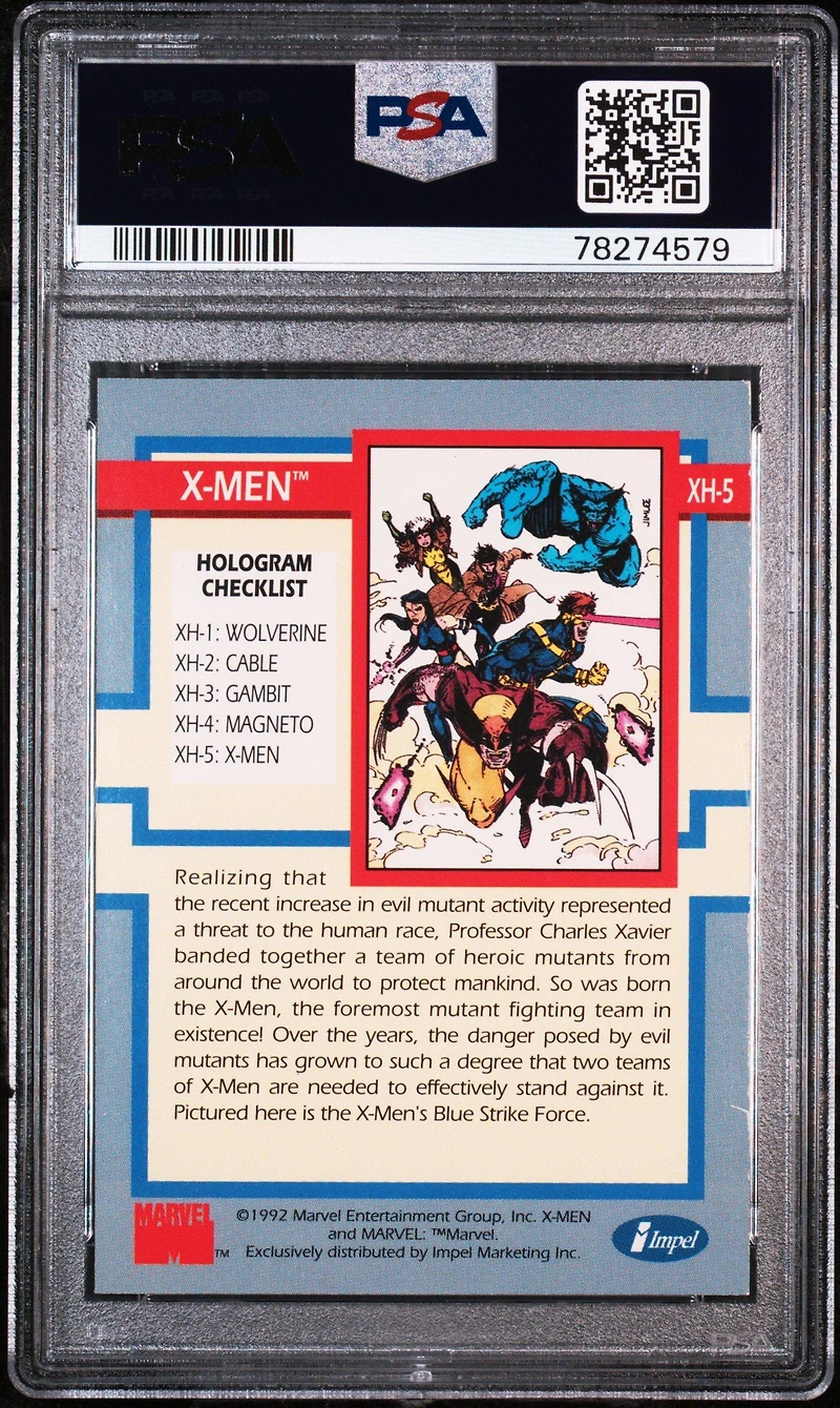 1992 Impel X-men Series 1-hologram Xh-5 X-men PSA 8