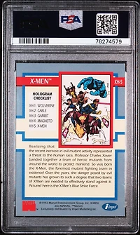 1992 Impel X-men Series 1-hologram Xh-5 X-men PSA 8